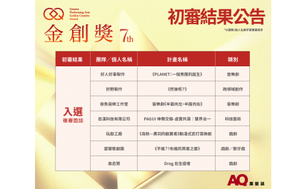 【AQ視角】第七屆「表演藝術金創獎」初審結果揭曉 11組團隊創意激盪進軍複審